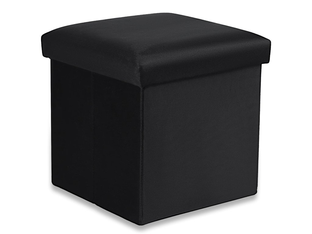 Črn zložljiv tabure CUBEXO VELVET M