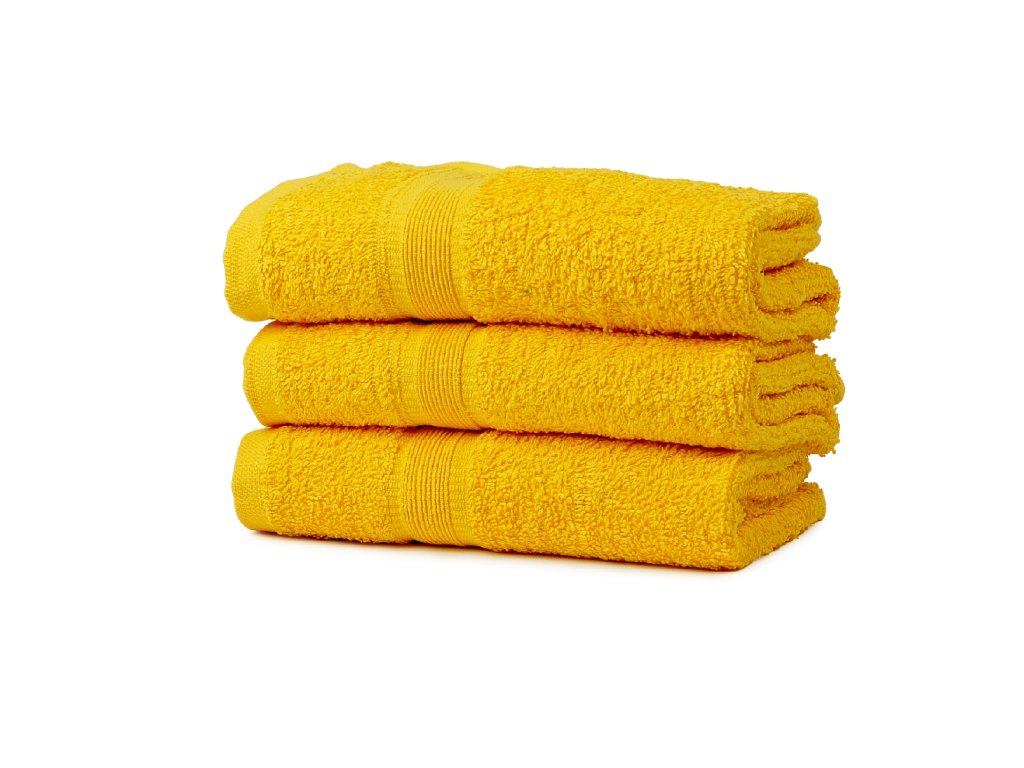 Rumena brisača SOFT 50x90 cm iz 100% bombaža z dekorativno borduro
