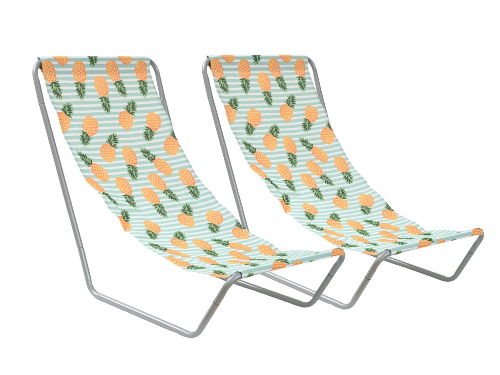 Komplet 2 zložljivih plažnih ležalnikov SAND PINEAPPLE