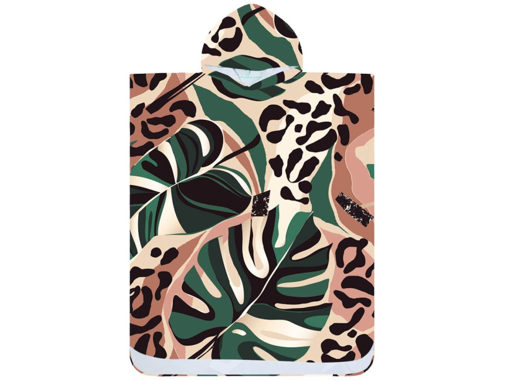 Plážové pončo SAFARI barevné 80x145 cm s exotickým vzorem listů