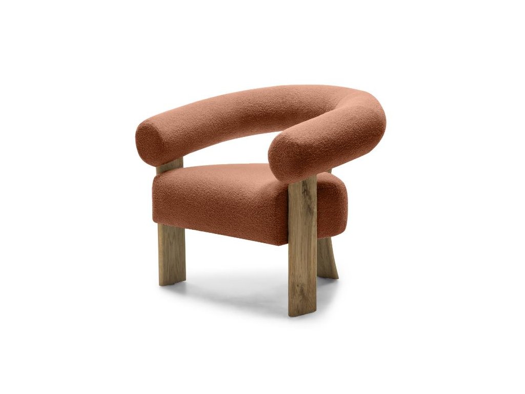 Designové křeslo KOKEI hnědé – sytý odstín a dubové nohy