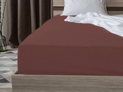 Luxusní jersey prostěradlo EXCLUSIVE tmavě hnědé 140 x 200 cm