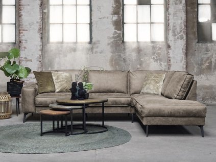 Světle hnědá rohová sedací souprava MICA (Različica sedežne garniture Levi kot)