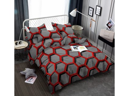 Stylové šedé povlečení ZORINO z mikrovlákna s geometrickým vzorem