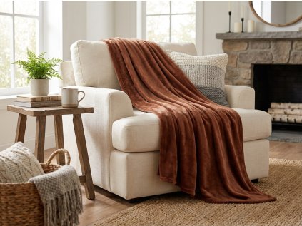 51439 1 hebka mikroplysova deka soft hneda