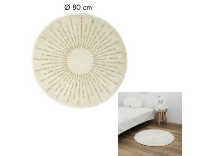 57507 kremovy kulaty koberec sunrays 80 cm