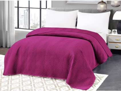 Fialový sametový přehoz na postel se vzorem ARROW VELVET (Dimenzije 200 x 220 cm)