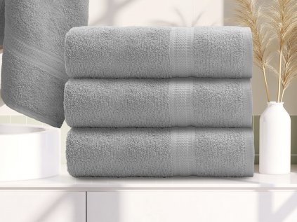 Ručník BIBAZ 50x100 cm, světle šedý, 100% bavlna – měkký a savý