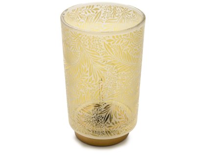Elegantní svícen s jemným vzorem listů. Dodá vašemu interiéru romantickou atmosféru a útulné osvětlení. Ideální jako dekorace.