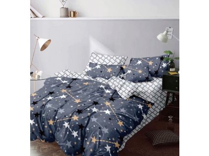 Bavlněné povlečení Starfall tmavě modré 140x200 cm