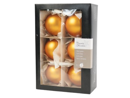 Sada skleněných vánočních ozdob MATTE GOLD 7 cm zlatá - 6 ks