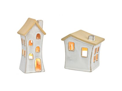 Vánoční svícen LANTERN HOUSE z kameniny – různé varianty designu