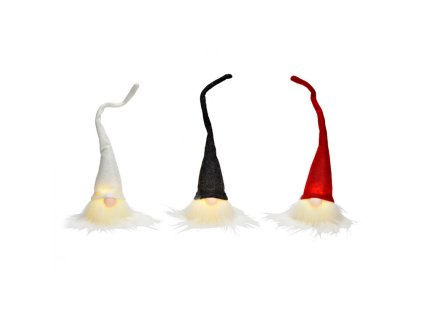 Vánoční dekorace – LED závěsný trpaslík GNOME se svítícím kloboukem