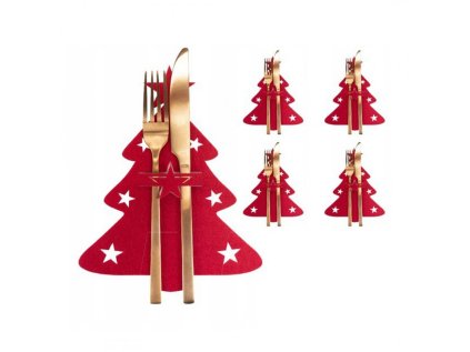 Pouzdro na příbory VÁNOČNÍ STROMEČEK 4 ks pro slavnostní stůl