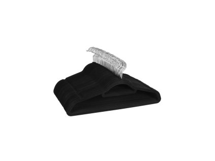 Obešalnik za oblačila s črnim velurjem, 50 kom