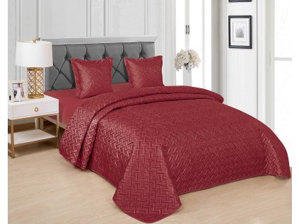 Elegantní přehoz na postel se vzorem WICKER vínový pro luxusní ložnici