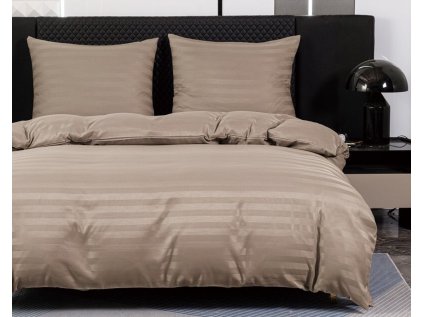 Hotelové povlečení z mikrovlákna JASMINE béžové s proužkem 2 cm Elegantní béžové hotelové povlečení JASMINE z mikrovlákna