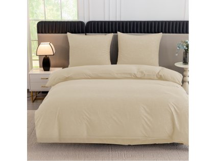 Luxusní povlečení z mikrovlákna MAICAN krémové s elegantním designem