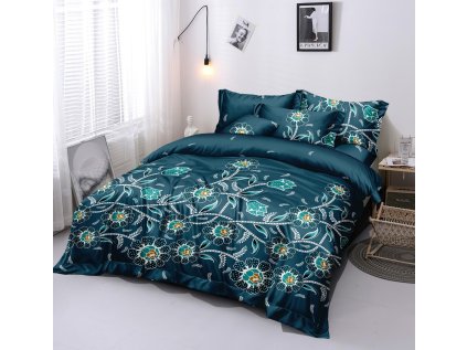 Luxusní povlečení z mikrovlákna SITTO tmavě zelené s elegantním designem