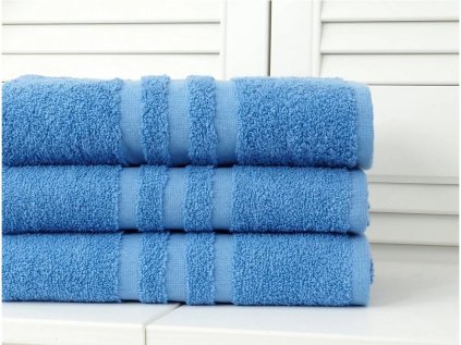 Brisača LINEA 50x100 cm temno modra, 100% bombaž z borduro