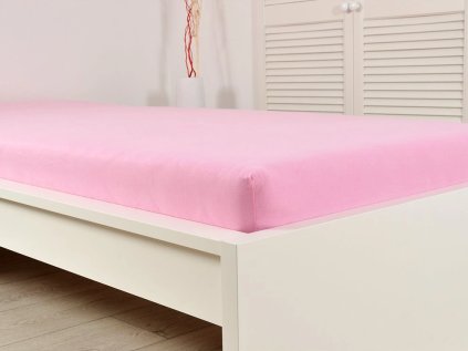 Růžové jersey prostěradlo ALVORA 180 x 200 cm pro pohodlný spánek