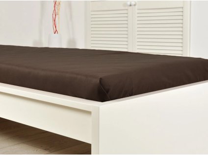 Tmavě hnědé jersey prostěradlo ALVORA 180 x 200 cm pro pohodlný spánek