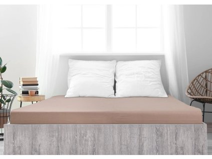 Světle hnědé jersey prostěradlo z mako bavlny LUXORA 180 x 200 cm pro pohodlný spánek