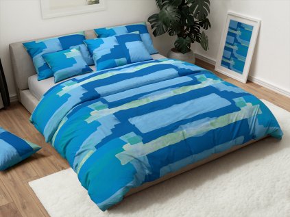 Bavlněné povlečení AZURO modré – svěží design pro klidný spánek