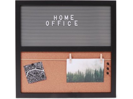 Tabla HOME OFFICE iz plute s črkami 40x40 cm, črna