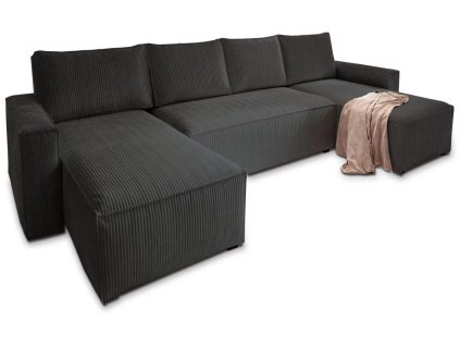 Luxusní černá sedací souprava do U COSARO 295x140 cm