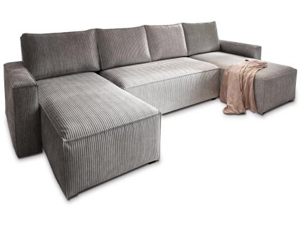 Luxusní světle šedá sedací souprava do U COSARO 295x140 cm