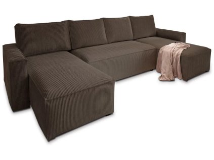 Luxusní tmavě hnědá sedací souprava do U COSARO 295x140 cm