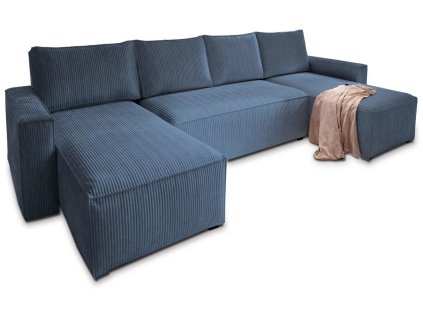 Luxusní tmavě modrá sedací souprava do U COSARO 295x140 cm pro moderní domov
