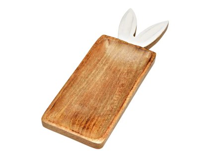 Dekorativní podnos z mangového dřeva BUNNY EARS 36 x 12 cm, velikonoční design.