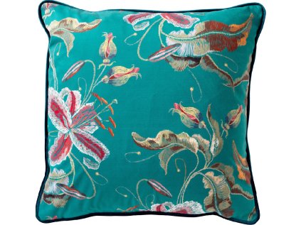 Dekorační povlak na polštář FANNY EMERALD 45x45 cm – elegantní zelený design s květinovým vzorem