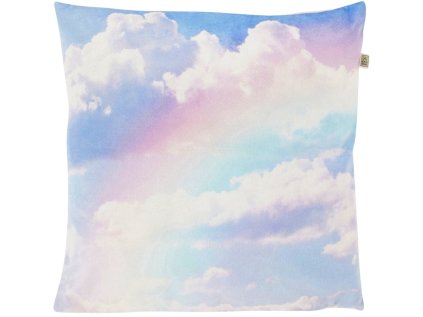 Nebesky modrý povlak na polštář RAINBOW 45x45 cm s obláčky