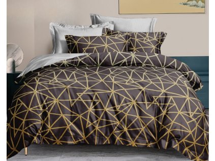 Flanelové povlečení GILDORIA hnědé – luxusní geometrický vzor
