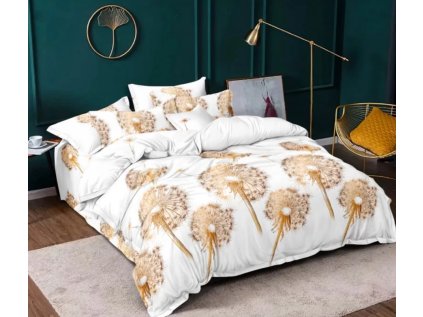 Luxusní povlečení z mikrovlákna GOLDEN SEED bílé s elegantním designem