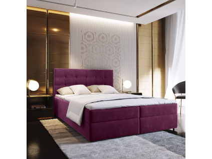 Oblazinjena postelja boxspring GLORIEN 180x200 cm vijolična