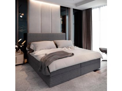 Oblazinjena postelja boxspring ISPIRA 140x200 cm siva