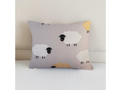 Roztomilý šedý povlak na polštář SHEEP DREAM s motivem oveček