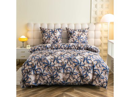 Luxusní povlečení z mikrovlákna FLORVINA béžové s elegantním květinovým vzorem
