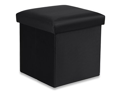 Črn zložljiv tabure CUBEXO VELVET M