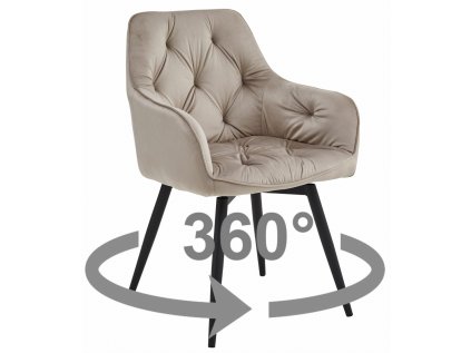 Stylové otočné křeslo JORK360 VELVET béžové pro moderní jídelnu