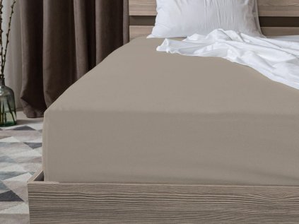 Jersey prostěradlo EXCLUSIVE 90x200 šedobéžové – napínací a měkké