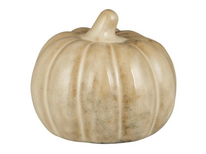 Kameninová dekorace dýně PUMPKIN STANDING Ø8 cm krémová na podzimní výzdobu