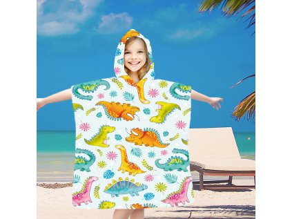 Dětské plážové pončo HAPPY DINO barevné 60x120 cm