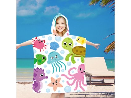 Dětské plážové pončo SPLASH barevné 60x120 cm