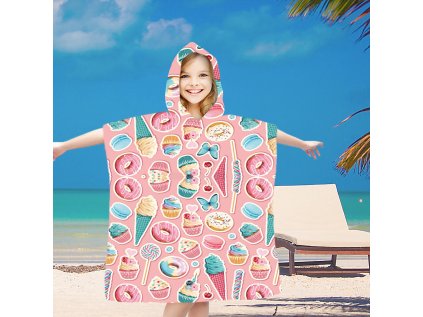Dětské plážové pončo SWEETIE růžové 60x120 cm