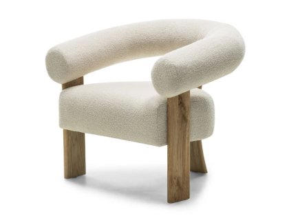 Designové křeslo KOKEI krémové – jemný styl s dubovými nohami